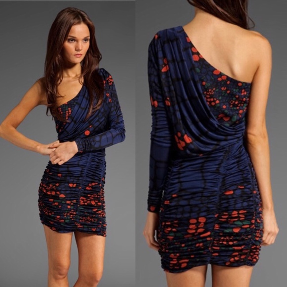 Tibi  "Alligator Lace" one shoulder mini dress